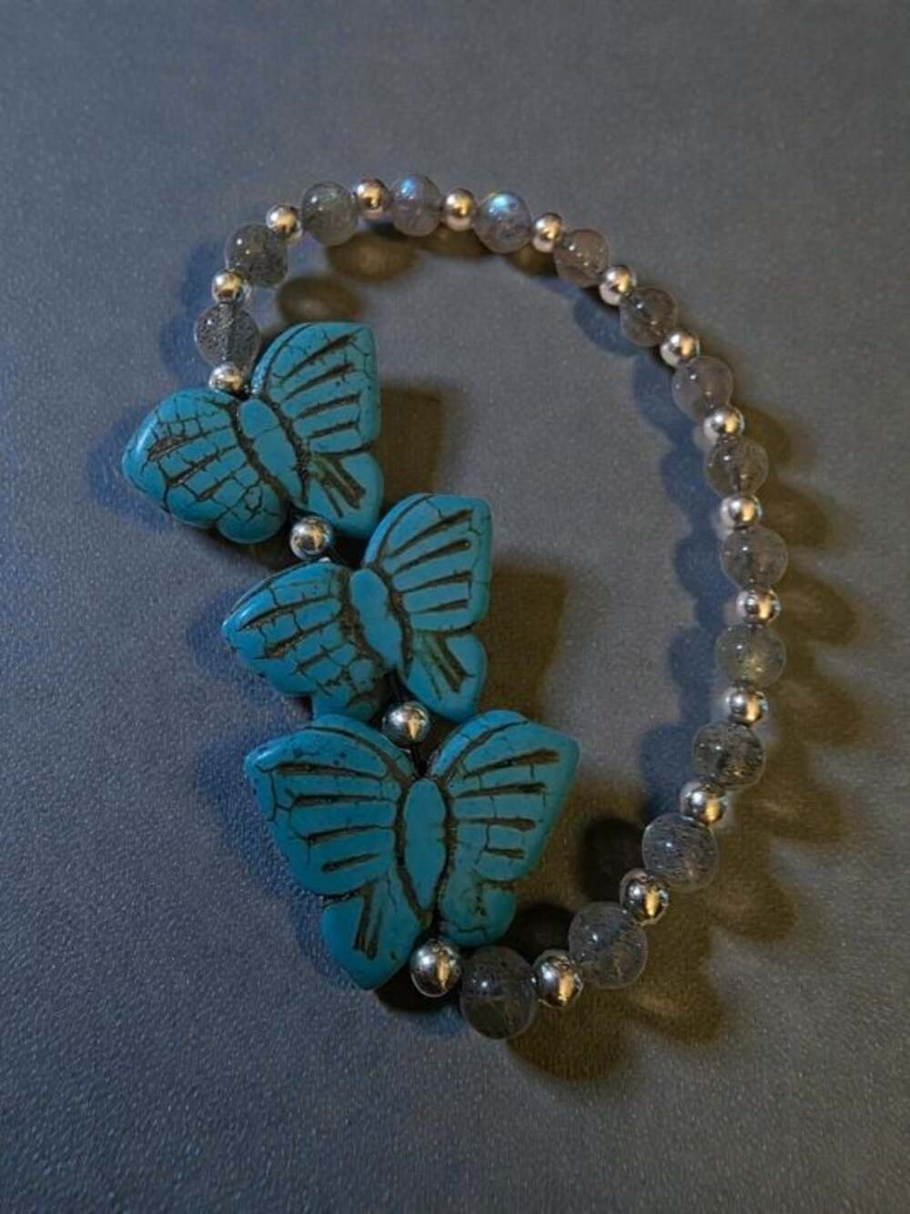 Handmade Turquoise Butterfly Stretch Bracelet
